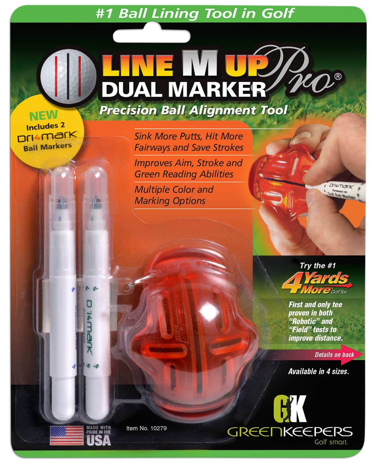 Green Keepers Unisex Line Up Pro Duel Ball Marker, Black,