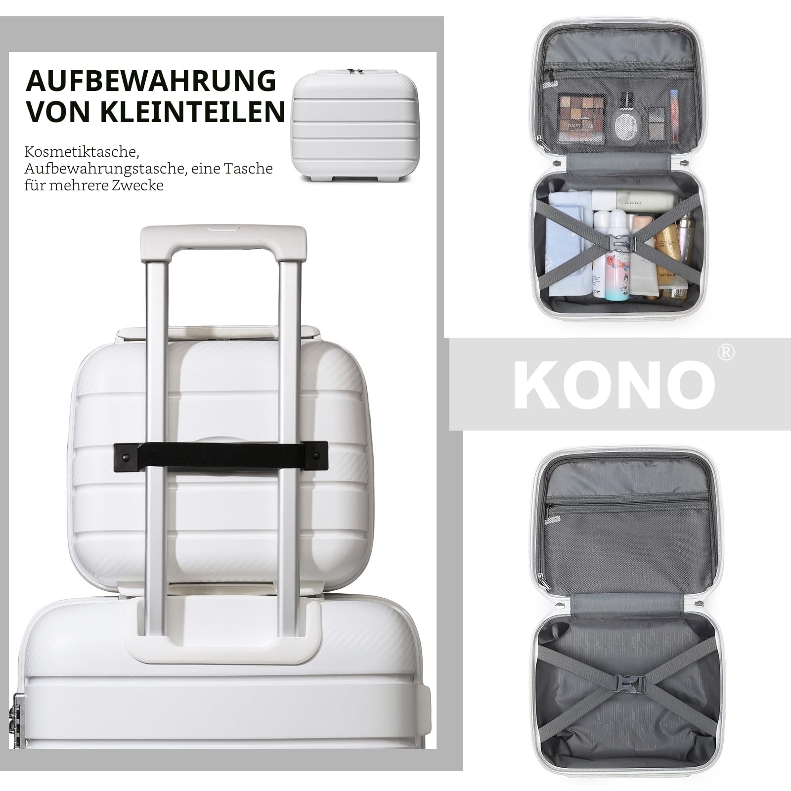 KONO Zwillingsrollen Reisekoffer TSA-Schloß Trolley Koffer Leichter Polypropylen Hartschale Rollkoffer mit YKK Reißverschluss