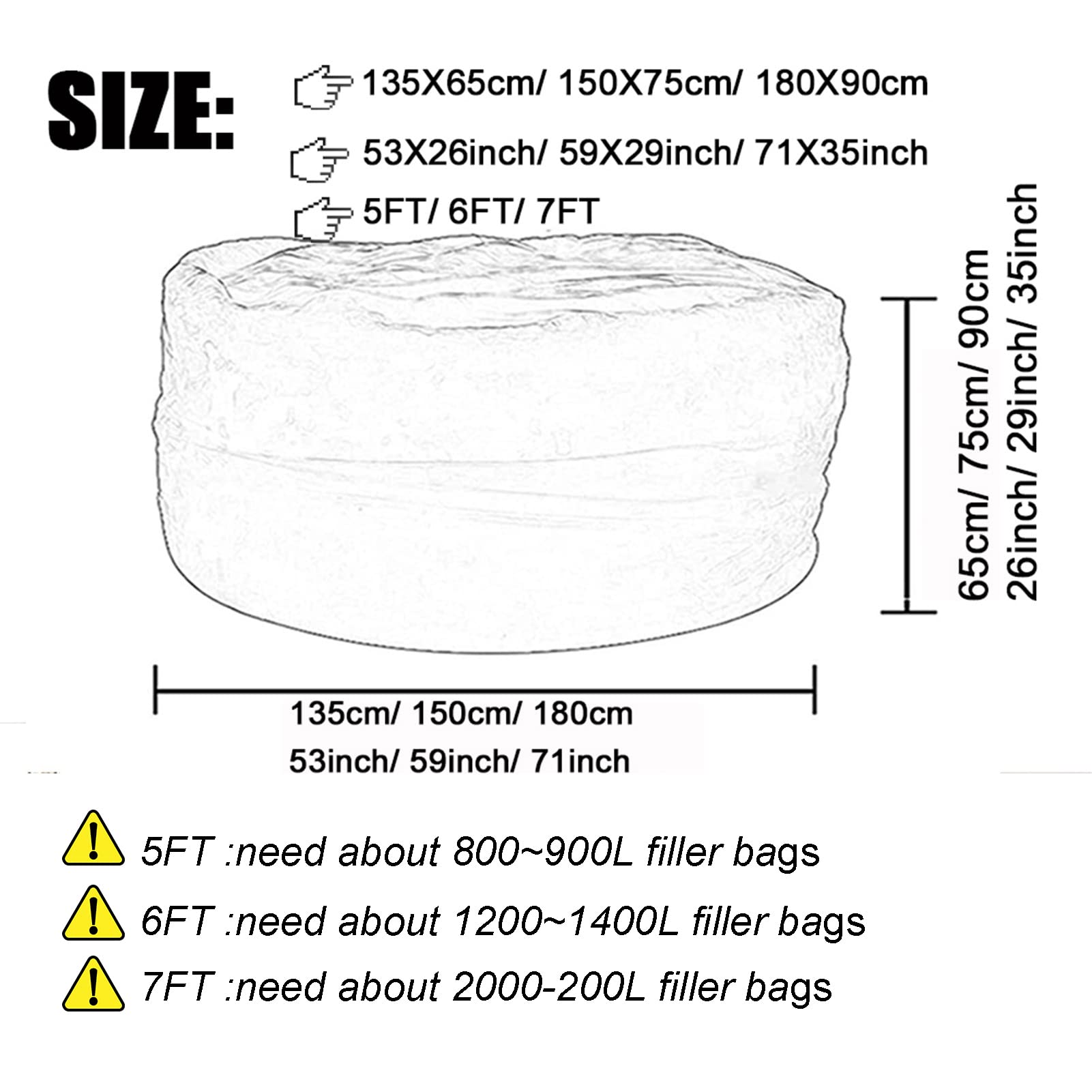 Housse de Pouf Géant, Fourrure Douce Bean Bag Sofa Pouf (sans Remplissage) Rond Extensible Sac Haricot Paresseux Fauteuils Poire Housse Pouf Rond Extensible Ultra Confortable, Lavable,