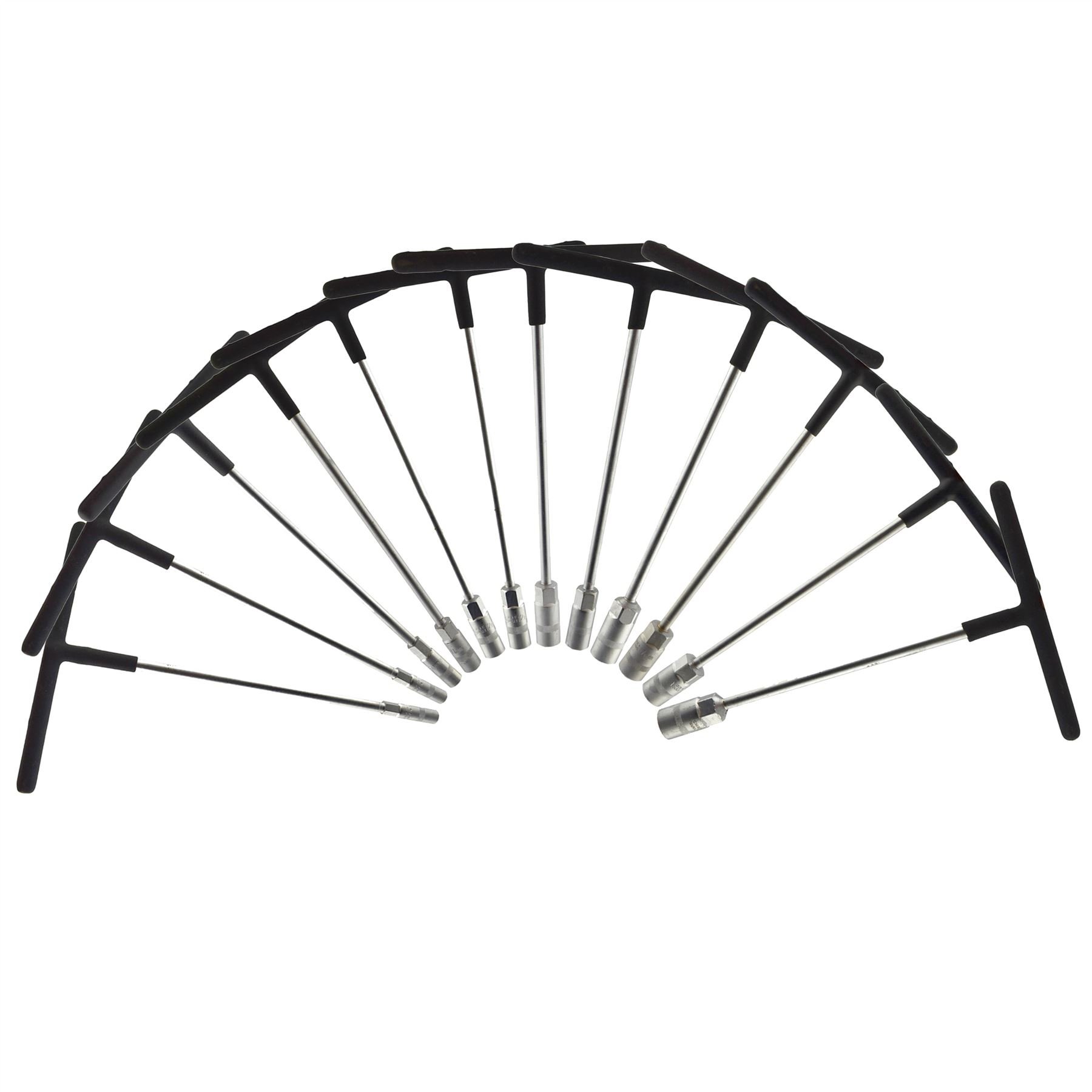 AB Tools T - Bar Socket Spanner Socket Wrench Nut Spinner Set 8mm - 19mm Extra Long 12pc