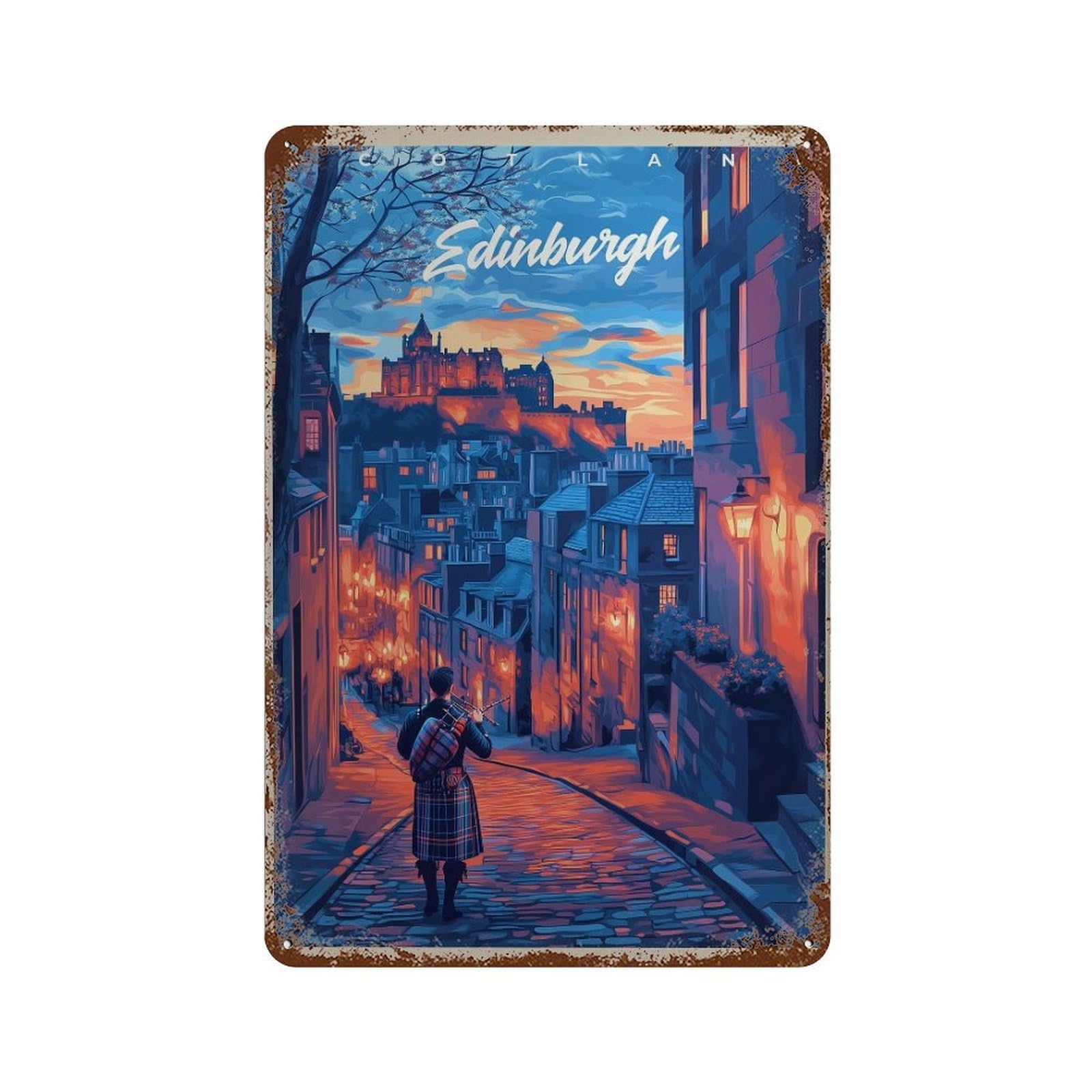 xiaoxiaoshen Edinburgh Scotland Travel Kilt Wall Decor Art Metal Tin Poster Modern Home Decor Art Home Bar Shop Decorations Vintage Sign 30x20cm