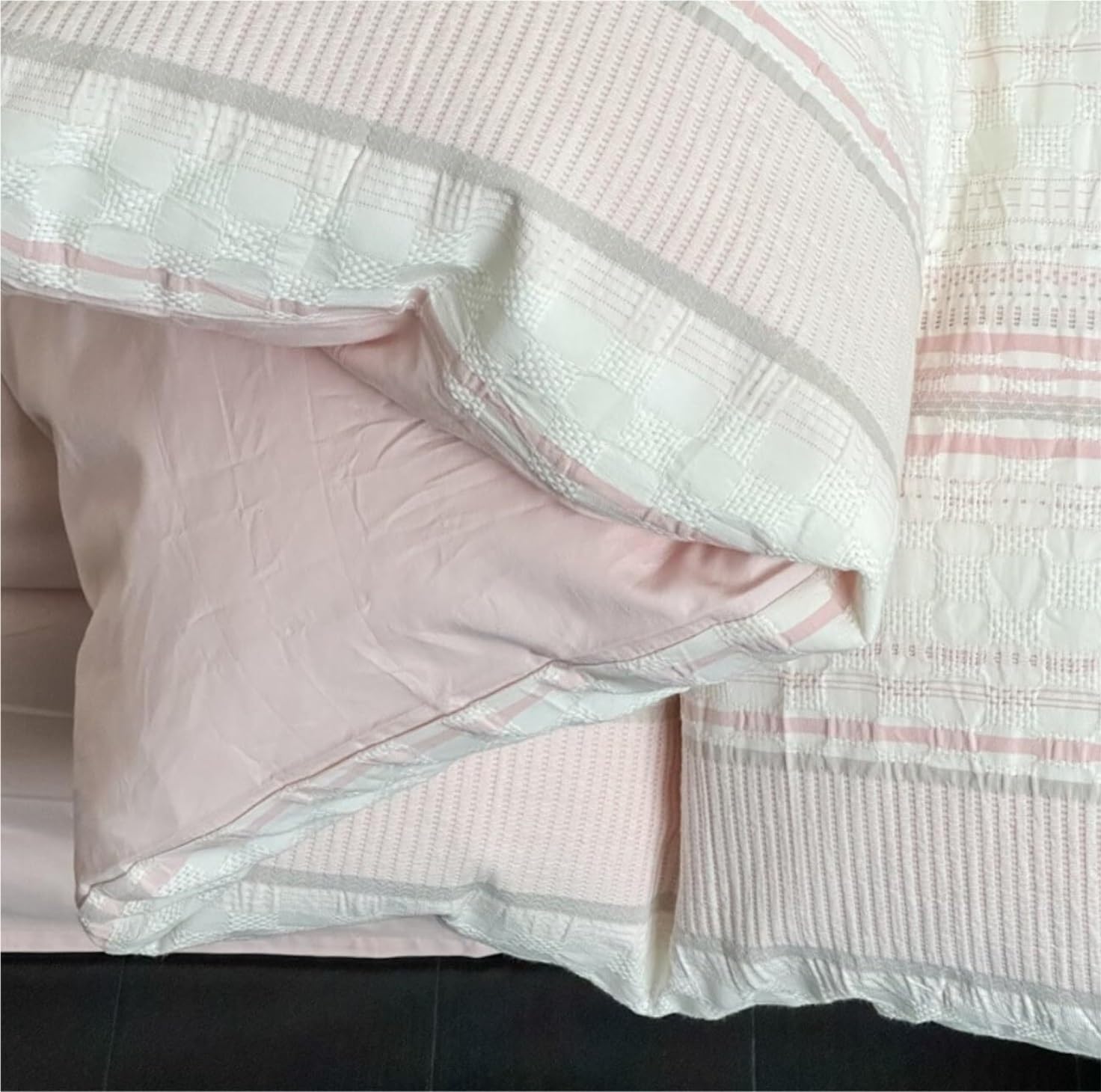 Lenzuola Moderno Set Lenzuola in Cotone Set Lenzuola in Cotone 4 Pezzi Set Lenzuola Semplici Jacquard Set Lenzuola Morbide E Moderne Set Lenzuola(Pink,2m)