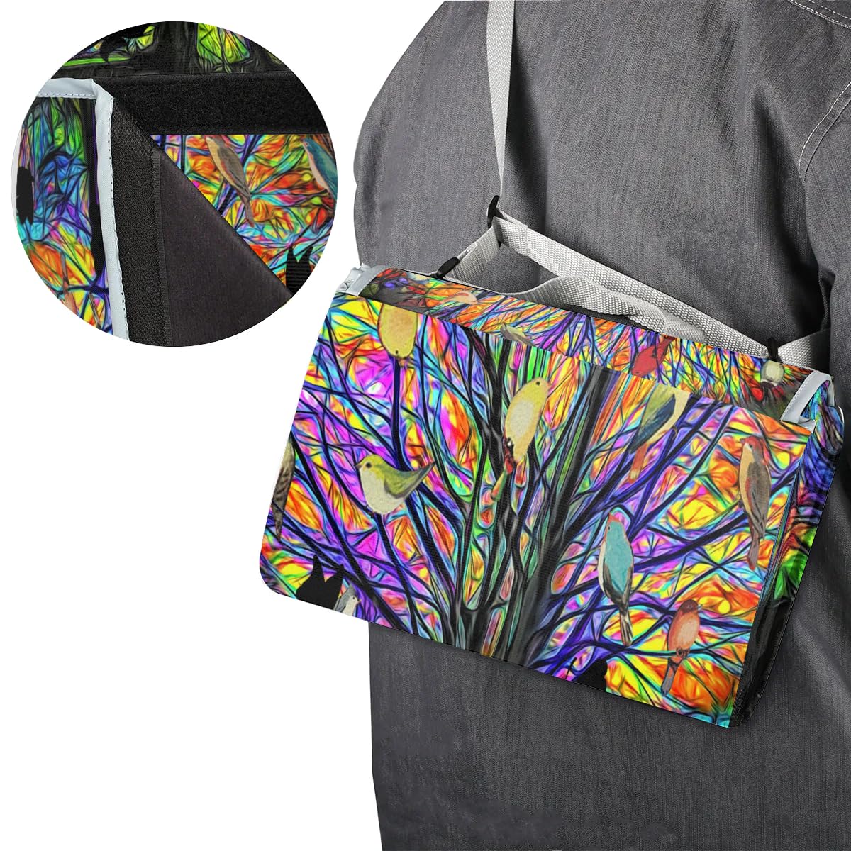 Manta cuadrada de picnic con diseño de árbol colorido, impermeable, plegable, para interiores y exteriores, para camping, playa, parque, reuniones familiares