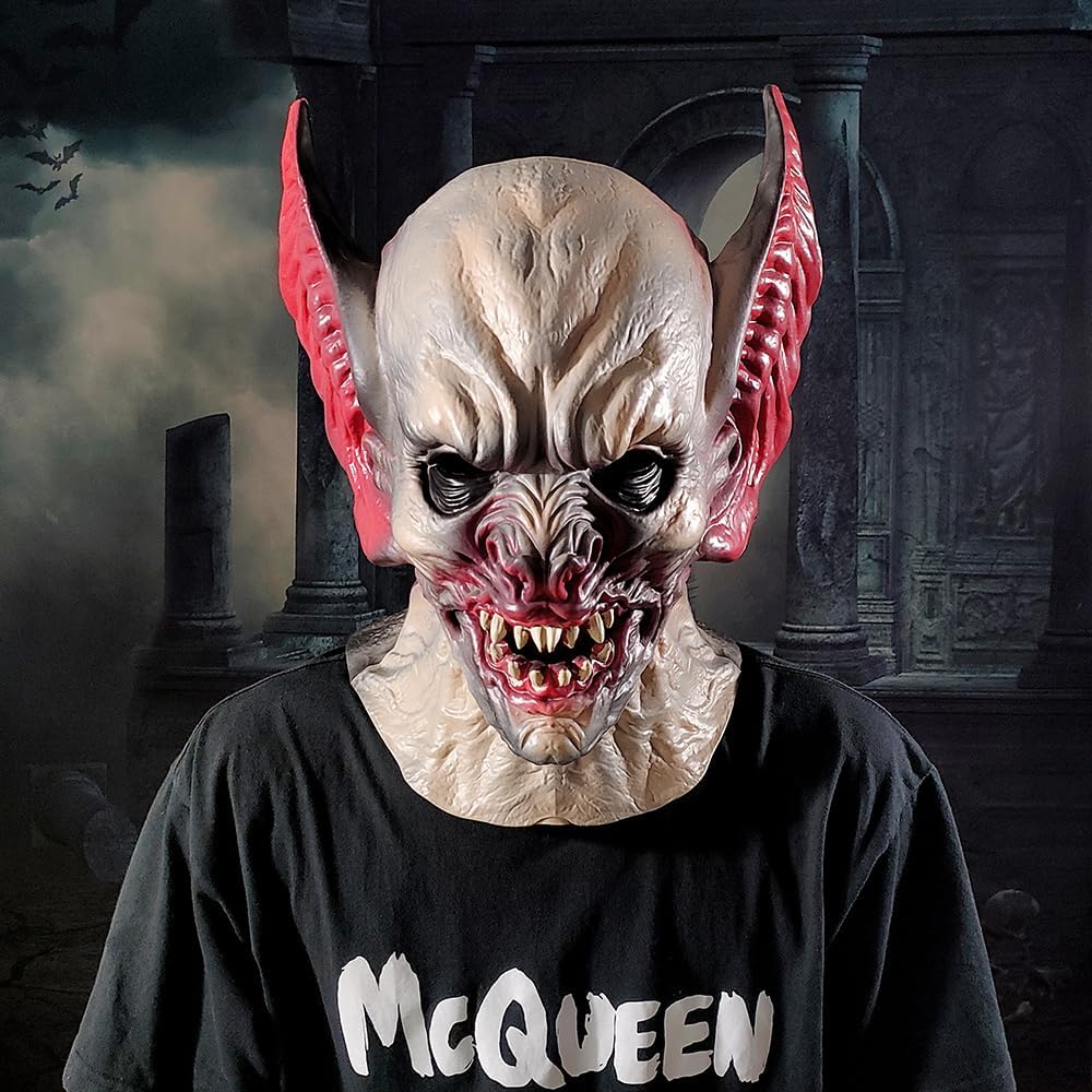 Scary Halloween Mask, Terror Ghost Devil Face With Long Ears Realistic Face Caps Mask for Adult Party Cosplay Costume Horror Halloween Party Decoration Props - Image 2