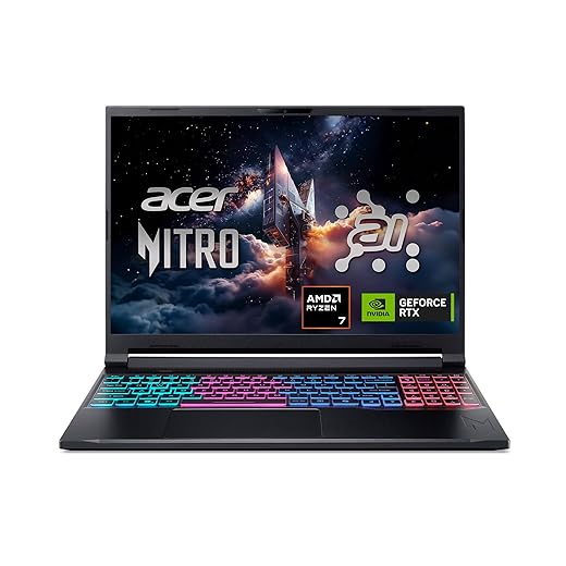 Acer Nitro V 16S AI Gaming Laptop | NVIDIA GeForce RTX 5060 GPU | AMD Ryzen 7 260 Processor | 16" WUXGA IPS 180Hz Display | 32GB DDR5 | 1TB Gen 4 SSD | Wi-Fi 6 | ANV16S-41-R2AJ