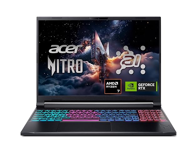 Acer Nitro V 16S AI Gaming Laptop | NVIDIA GeForce RTX 5060 GPU | AMD Ryzen 7 260 Processor | 16" WUXGA IPS 180Hz Display | 32GB DDR5 | 1TB Gen 4 SSD | Wi-Fi 6 | ANV16S-41-R2AJ