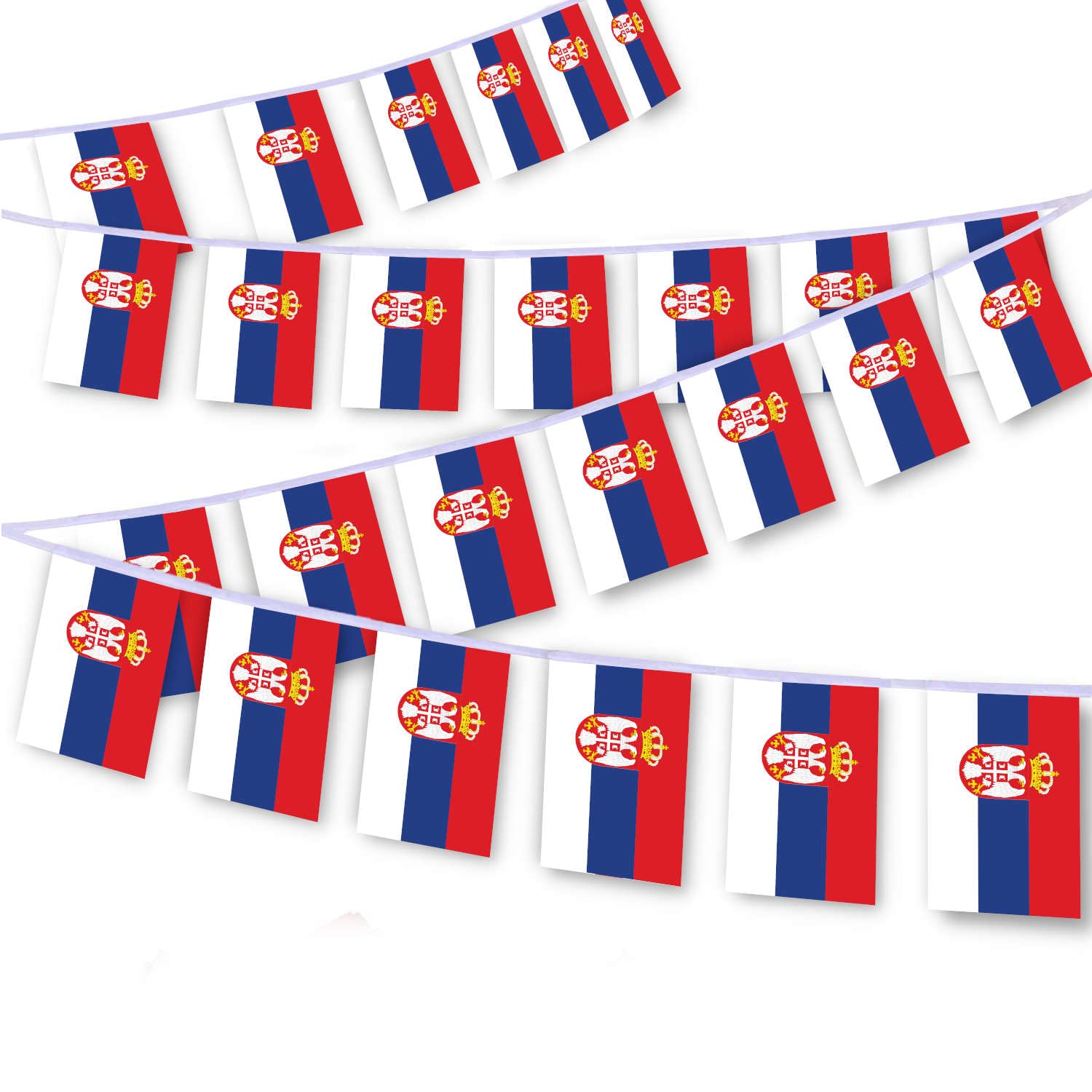 MacLand 30 PCS Serbia Flag String,32 FT Serbian Bunting,Decoration Banner for Outdoor Indoor Patio Yard Decor — image 1