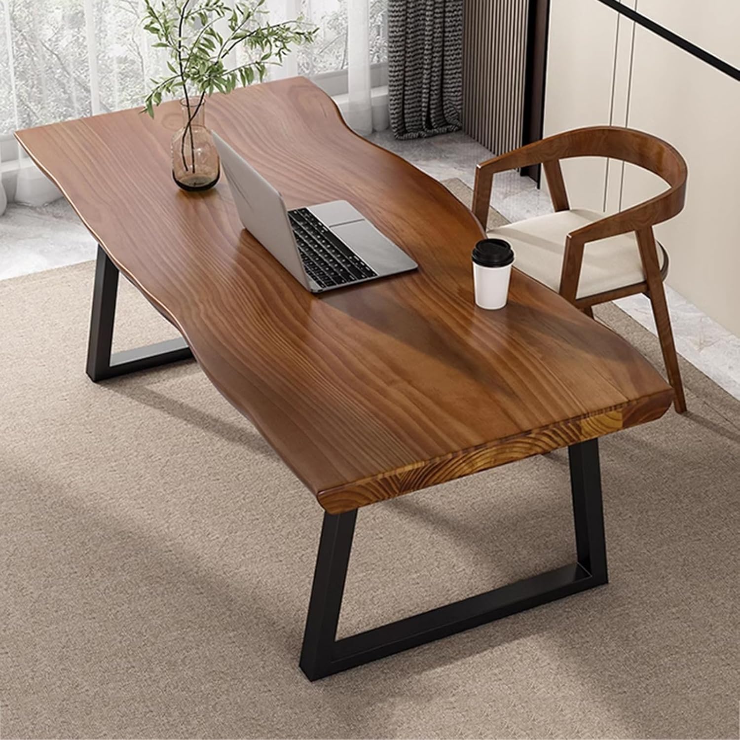 Trapezoidal Metal Hollow Table Legs Height 28.3" Load Ability 250kg Adjustable Bars/Book/Dining Desk Legs Water Proof and Wear-Resistance (Set of 2)
