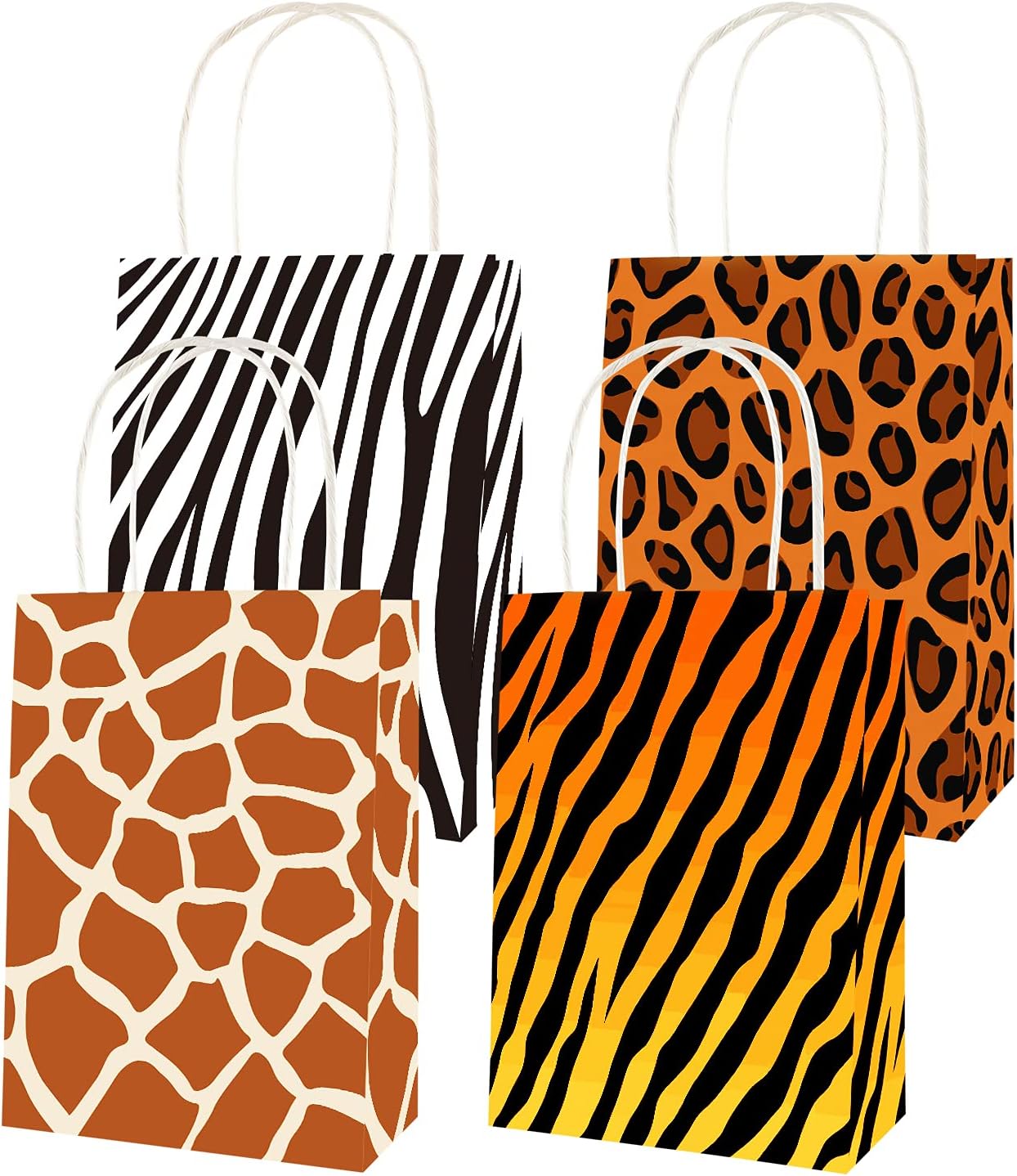 Jungle Safari Gift Favor Bags Animal Print Party Bags 16 Pcs Zoo Animal Party Gift Bags Treat Goody Candy Bags for Kids Animal Pattern Wild One Themed Birthday Decoration Baby Shower Party Supplies