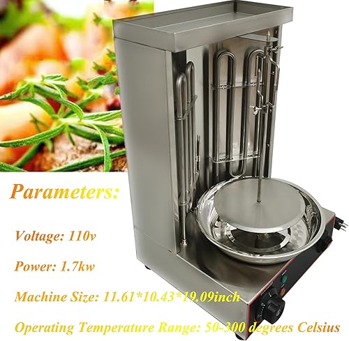 Miniatura 4 de HQHAOTWU Máquina de parrilla Máquina de barbacoa eléctrica Parrilla de acero inoxidable Horno giratorio Asador vertical eléctrico Temperatura