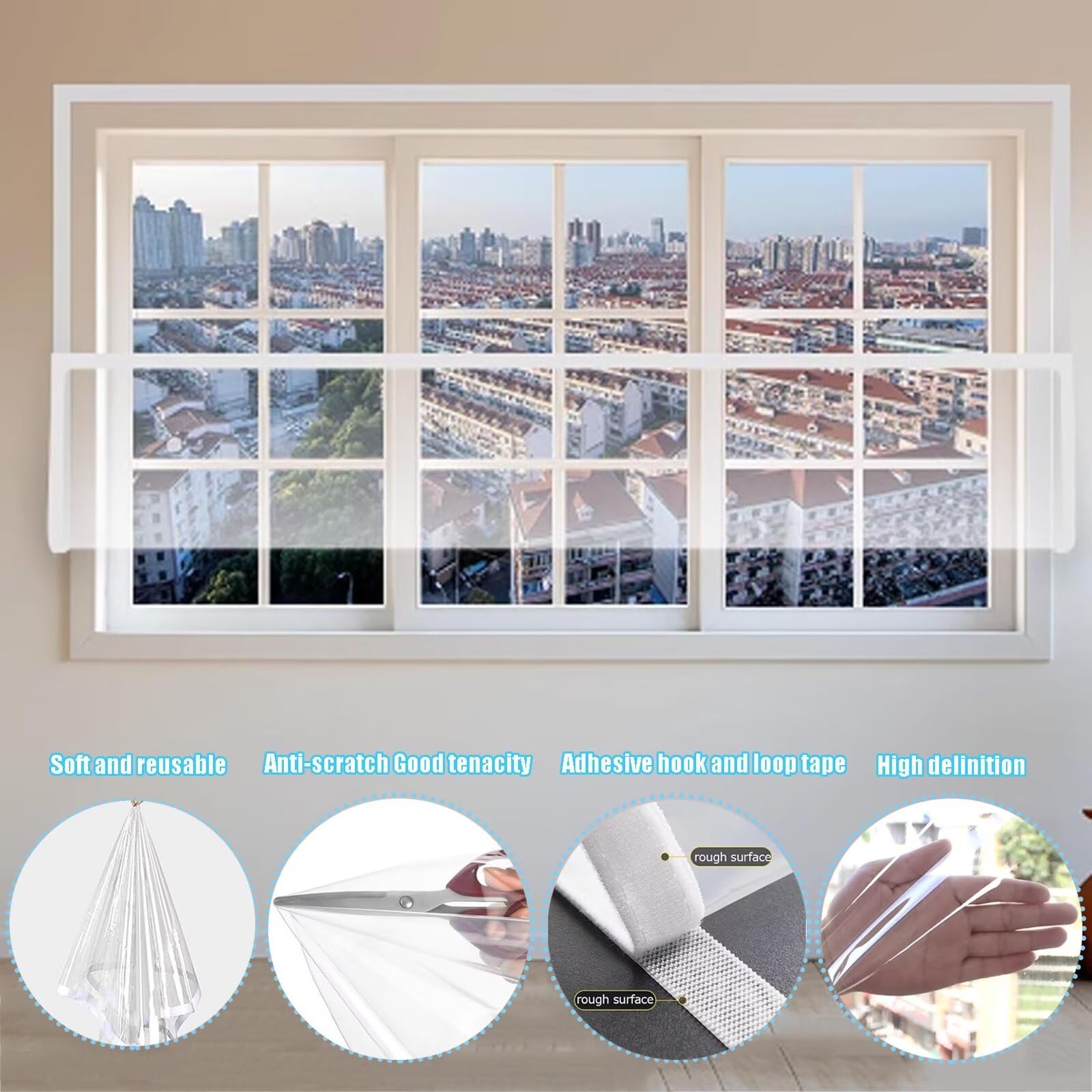 50x110cm Aislamiento Ventana,Transparente Eva,No Se EmpañA Y Mantiene Muy Bien La Visibilidad Blanco