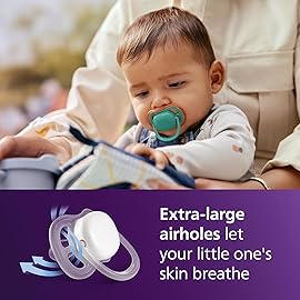 Philips Avent Ultra Air Pacifiers - Orthodontic Design, for Babies 6-18 Months, Soft Silicone Symmetrical Nipple, BPA-Free, 2 Sterilizing Cases, 4 Pack, SCF087/24