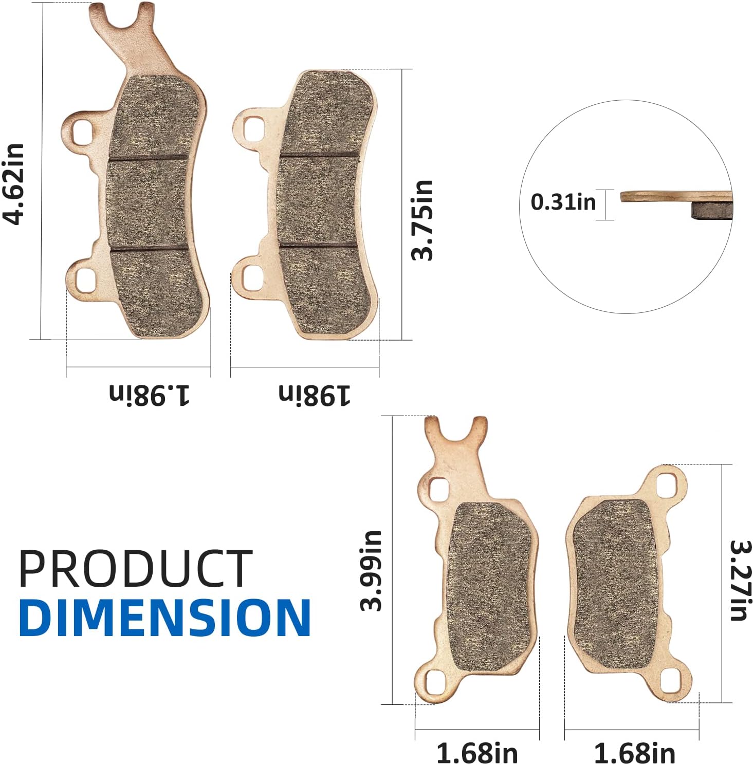 Brake Pads Front And Rear for Can-Am Defender HD10/HD9/HD8/HD7 2016 2017 2018 2019 2020 2021 2022, 715900379 Sintered Brake Pad Replacement