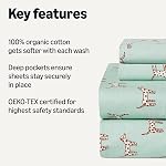 Amazon Basics 100% Organic Cotton Kids' Sheet Set with Pillowcase, Full, Spotted Dogs