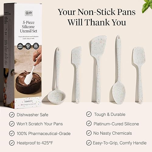 Miniatura 4 de GIR: Consiguelo Bien Juego de 5 Piezas de Utensilios de Cocina Esenciales de Silicona - Cucharón, Espátula, Volteador, Cuchara y Cuchara Espatulada