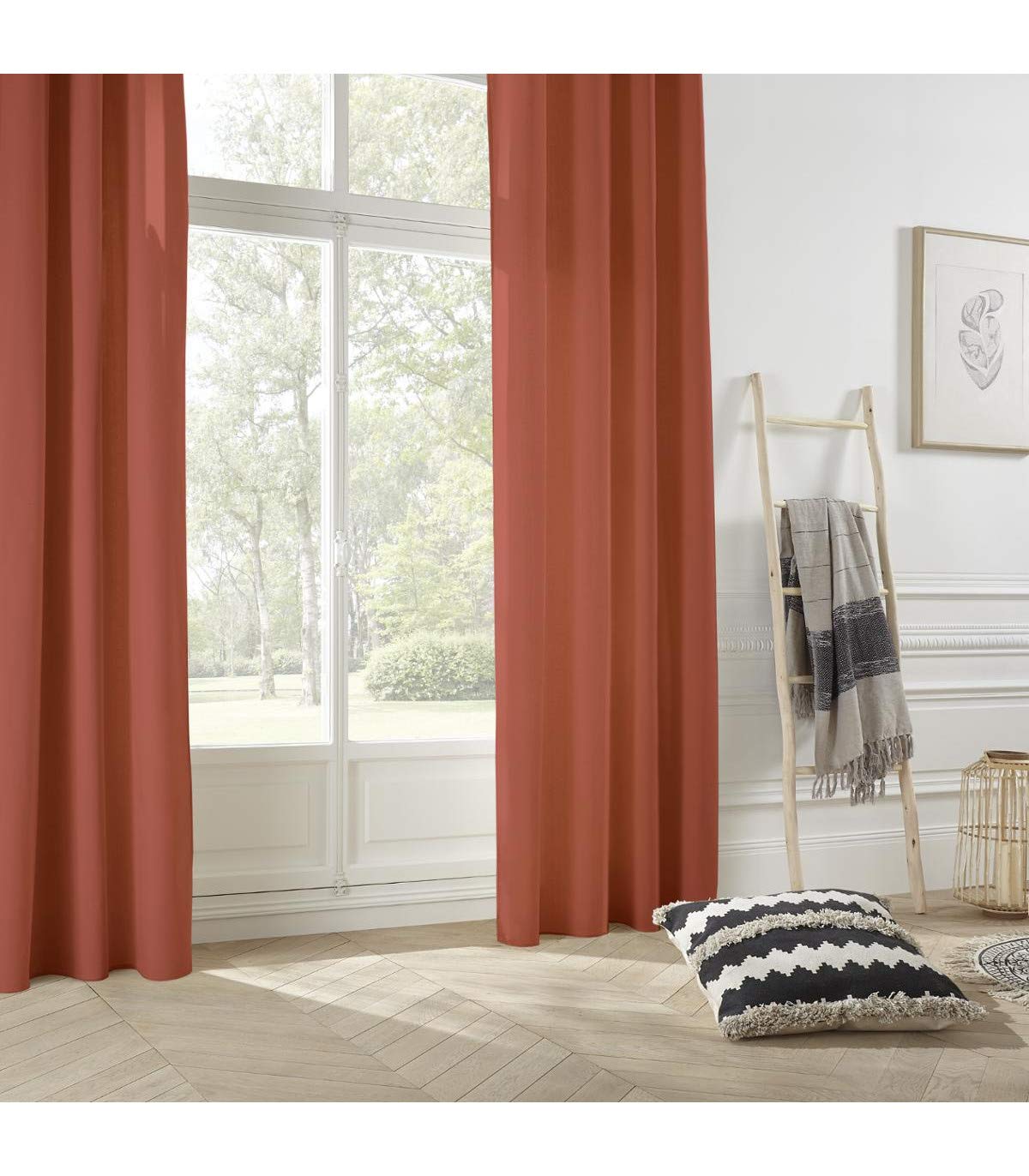 Tenda Panama Atmosphaera Rosa Terracotta 140x260 Cm - Tessuto Liscio Per Soggiorno E Camera - 4