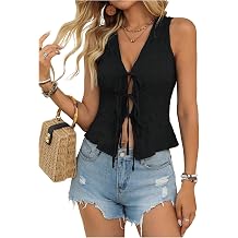SweatyRocks Womens Tie Front Sleeveless Vest Tank Top Y2K Crop Top Going Out Western Outfits