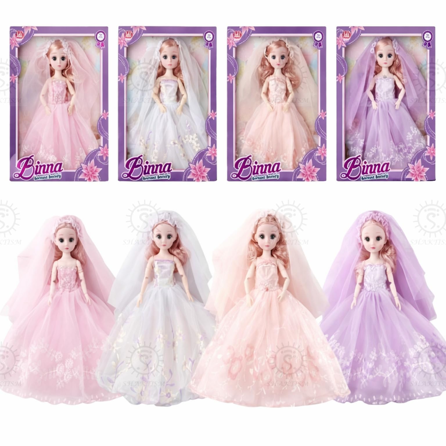 Miss Binna Royal Bridal Princess Doll – Fashion Beauty Doll with Long Silky Hair & Designer Wedding Gown – Elegant Pretend Play Toy for Girls- Birthady Gift for Girl-picture-14
