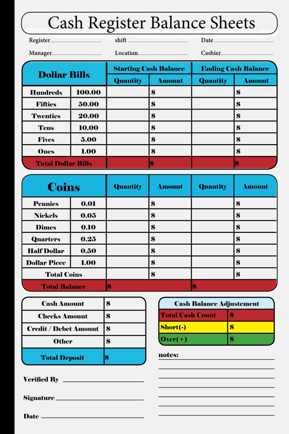 Amazon.com: Cash Register Balance Sheets: Cashier Log Book for Daily Drawer Count | Cash register tracking ledger | Daily Cash Register Balance Sheets | Cash Counting Record Sheet: Press, Golden Gate: Books amazon-com-cash-register-balance-sheets-cashier-log-book-for-daily-drawer-count-cash-register-tracking-ledger-daily-cash-register-balance-sheets-cash-counting-record-sheet-press-golden-gate-books