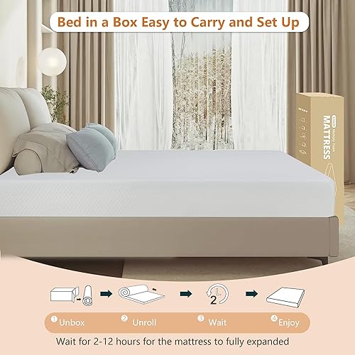 Miniatura 29 de CertiPUR-US - Colchón individual de espuma viscoelástica de gel de 5 pulgadas en una caja, colchón de cama cómodo transpirable de resorte de firmeza