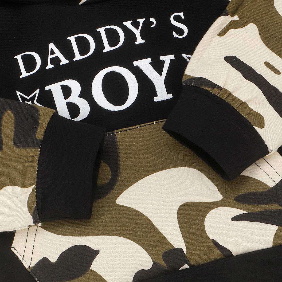 Baby Boy kamuflaż zestaw z długim rękawem tata chłopiec kamuflaż bluza top + kieszenie + długie spodnie, zielony, 6-12 mois