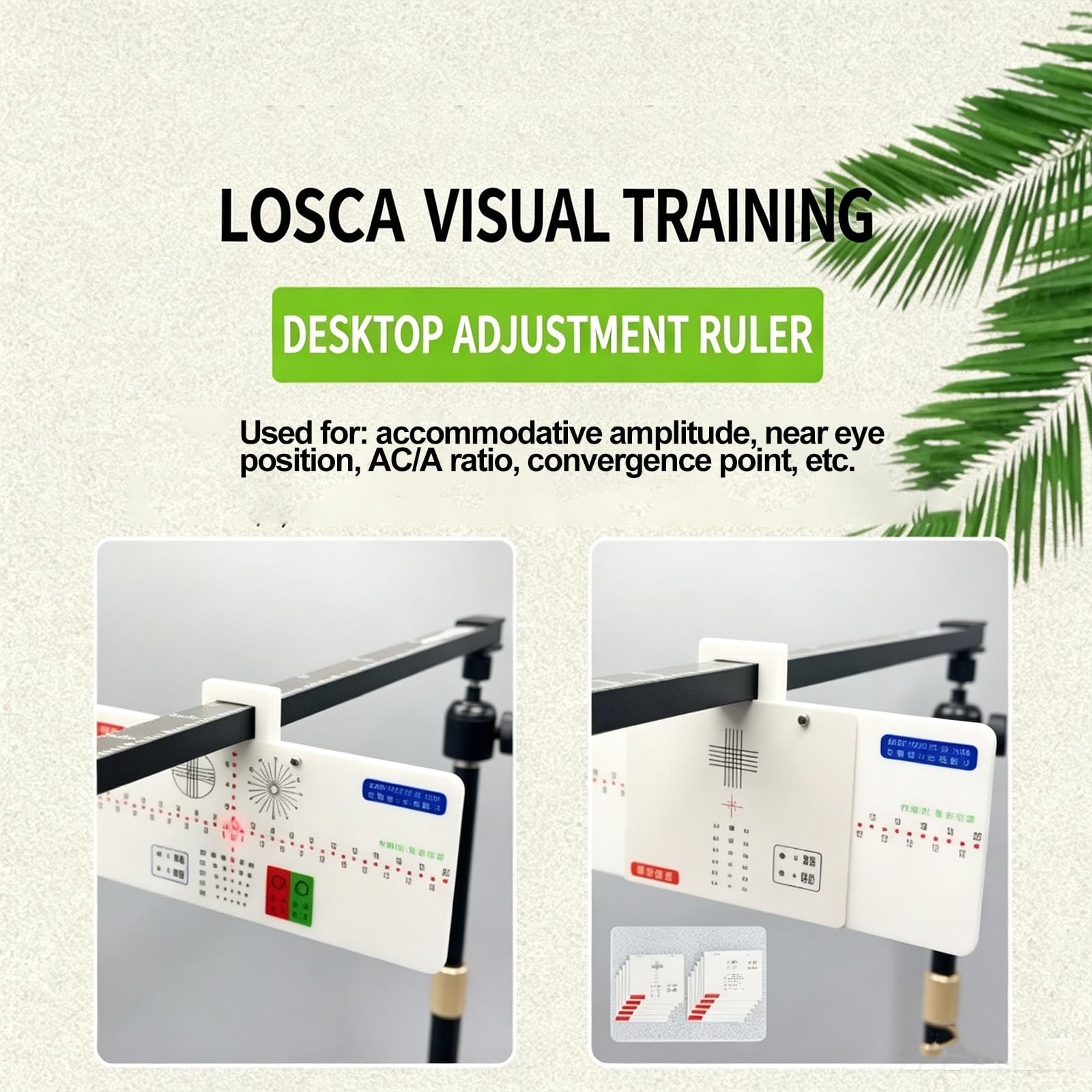 Sehtestlineal, Optometrisches Testinstrument Mit 10 Testkarten, Hochauflösender Feindruck, Höhen- Und Winkelverstellbar, Einfache Montage, Zur Nahsehprüfung