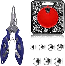 179PCS Split Shot Fishing Weights, 7-Way Dispenser Fishing Tackle Set with Pliers, Soft Metal Fishing Shot Weights for Carp & Coarse Angling, Durable Fishing Weights for All Conditions