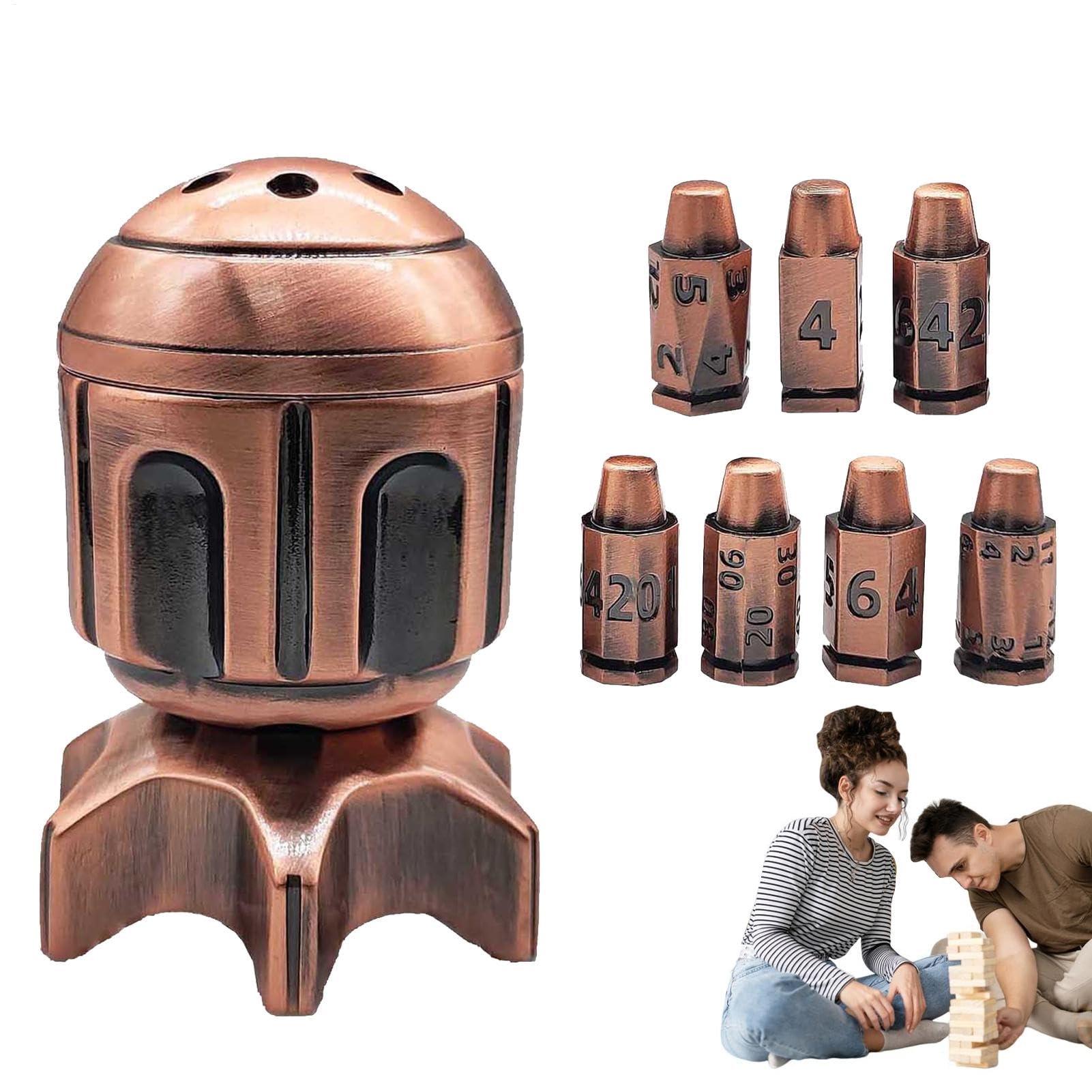 Bullet Dice Set, Revolver Dice Set, Polyhedral Dice Holder, Metal Dice Set, Dice for Gamers, Revolver-Themed Dice, Dice Holder Case, Chinese New Year Dice, Valentine's Day Gift