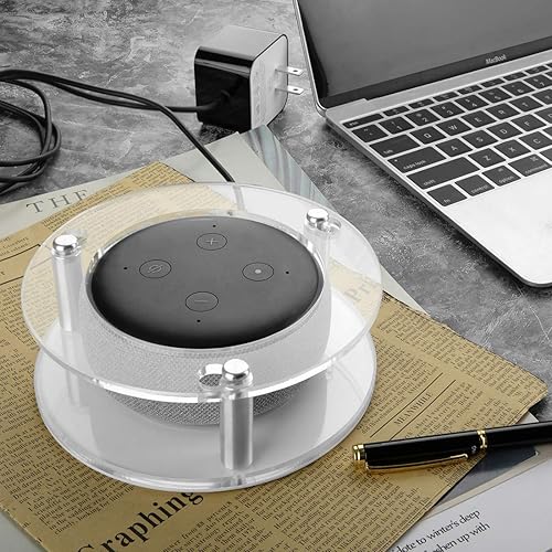 Miniatura 6 de Geekria - Carcasa acrílica transparente compatible con 2019 Echo Dot (3ª generación) altavoz inteligente con reloj, soporte de pared para altavoz