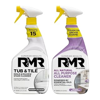 RMR Surface Saver System – Tub & Tile Stain Remover + All Natural All Purpose Cleaner, 2-Step Bathroom & Surface Cleaning Bundle for Tile, Grout, Shower, Tub, Counters & More, 2–32 Oz Bottles - Amazon product rated Grade A