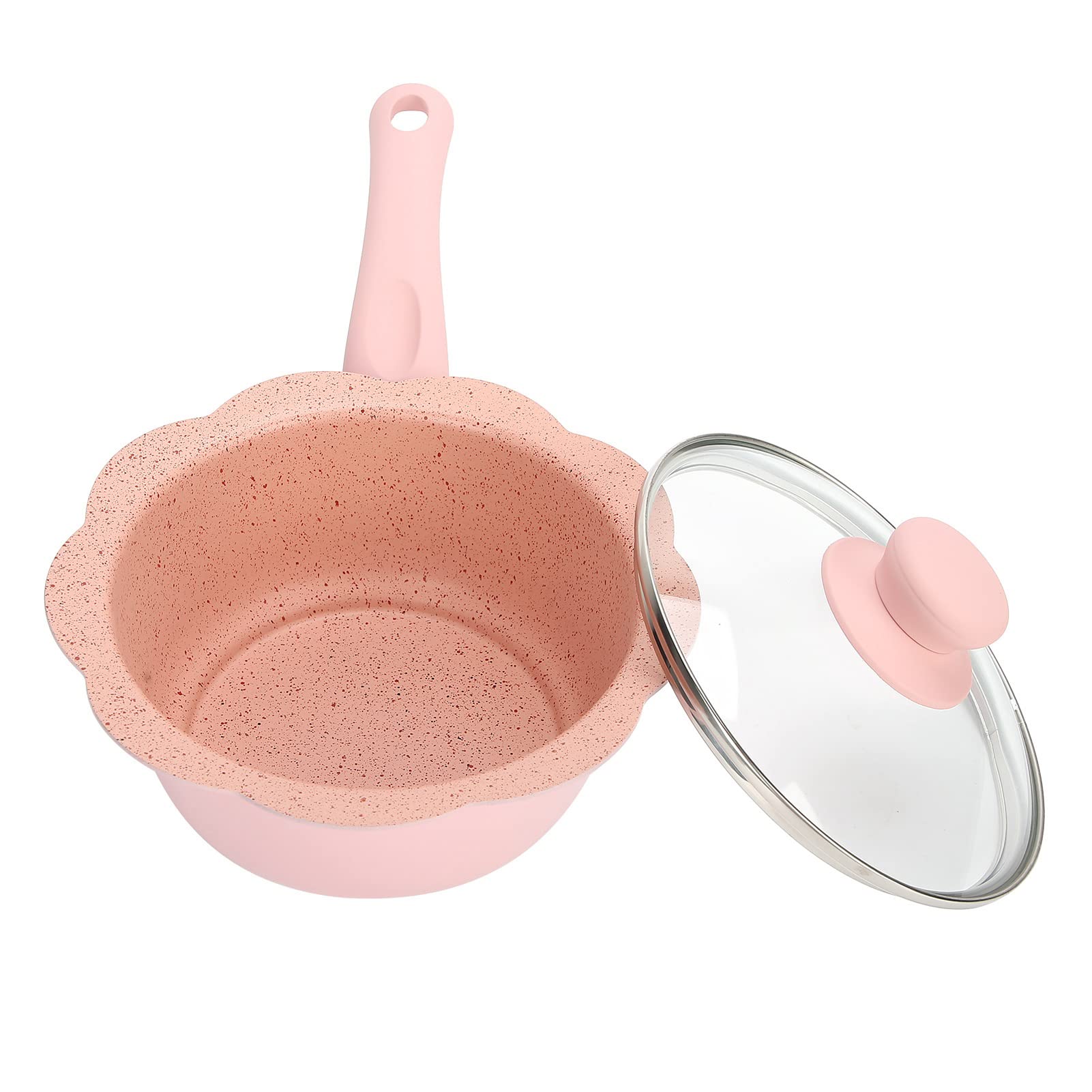 KKPLZZ Pentola Per Alimenti Per Bambini, Pentola Per Zuppa Di Latte Antiaderente Con Coperchio In Vetro Trasparente, Per Frittate Zuppe Di Latte Bollito, Adatta Per Fornelli A Gas