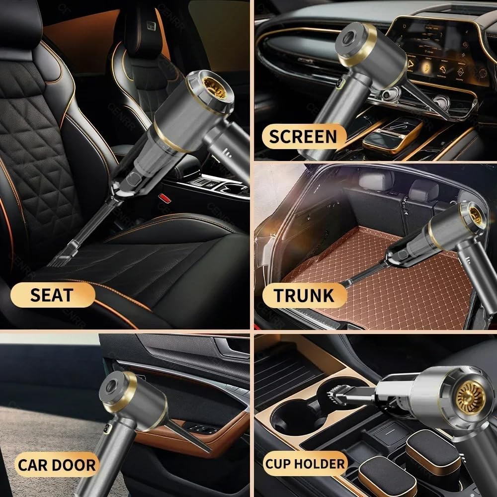 Aspirabriciole Senza Fili, 25000PA Aspirapolvere Auto, Aspirazione a 3 Velocità 220000 U/min Aspiratore e Soffiatore con Motore Brushless per Casa/Auto/Peli di Animali Aomestici