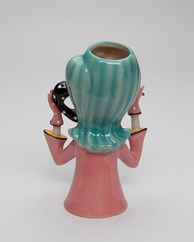 Miniatura 5 de Jarrón de cerámica fina con soporte para brochas de maquillaje, 6 pulgadas de alto