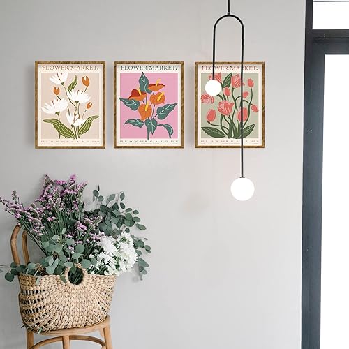 Miniatura 5 de FREEBLOSS Juego de 9 impresiones artísticas de pared de flores bohemias sin marco de 8 x 10 pulgadas, lienzo estético, pósteres artísticos botánicos