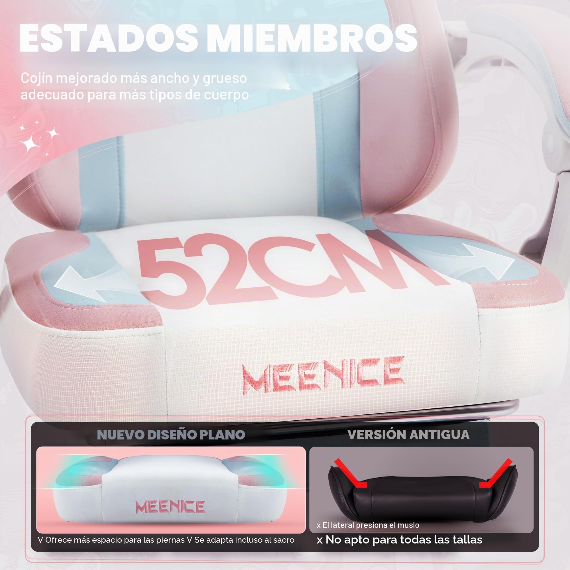 Silla Gaming de Gato con Reposapiés, Cojín Lumbar y Orejas de Gato, Silla Gaming Ergonómica de Terciopelo con Reposapiés para Mujeres, Adultos y Adolescentes, Colorida