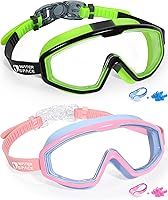 Vista 9 de Paquete de 2 gafas de natación para niños y niñas de 3 a 15 años, visión amplia, antivaho con protección UV e impermeables