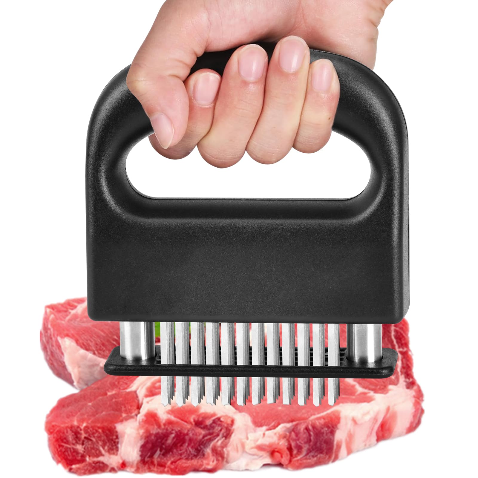 Attendrisseur à Viande NathrBTV Professionnel - 48 Lames Aiguisées En Acier Inoxydable | Pour Poulet, Porc, Bœuf