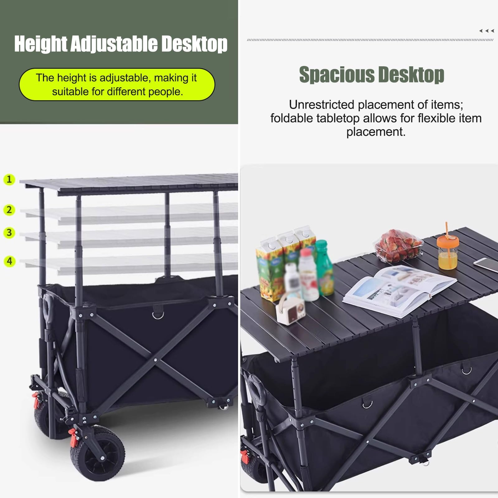 HARELA Carrito de Comida Callejero, Carro de Venta Ambulante para Perritos Calientes/Salchichas/Pan, Puestos ambulantes portátiles con toldo(Black A)