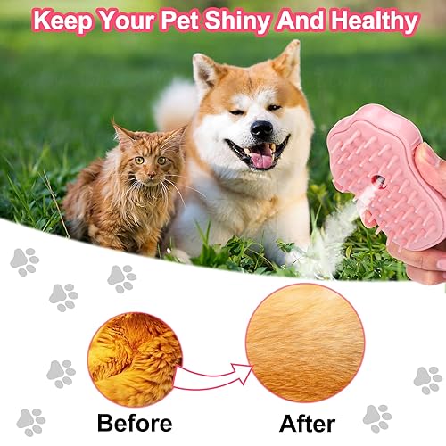 Miniatura 6 de Mity rain Cepillo de vapor para pelo de perros, cepillo de vapor para mascotas, cepillo de vapor 3 en 1, cepillo de vapor para perros y gatos,