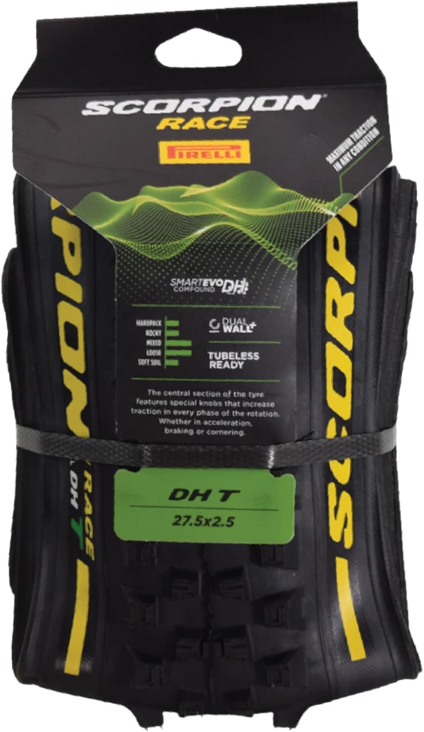 Pirelli Scorpion Race DH T (27.5 x 2.5) Mountain Bicycle Tire, Unmatched Grip and Control for Downhill Riding, Tubeless Ready, SmartEVO DH, DualWALL, 60TPI