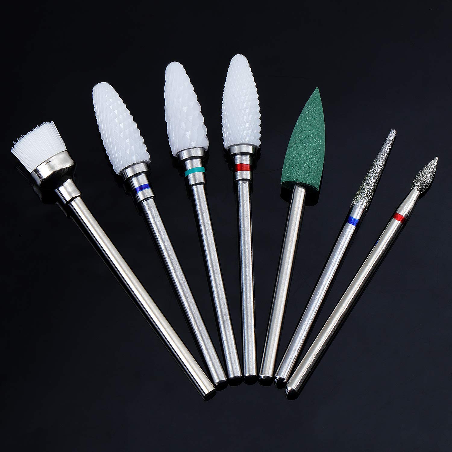 TsunNee, set di 7 punte per unghie professionali in carburo di tungsteno, per limare le unghie, per la maggior parte dei trapani elettrici per manicure, per abbellire le unghie e lucidare le unghie.
