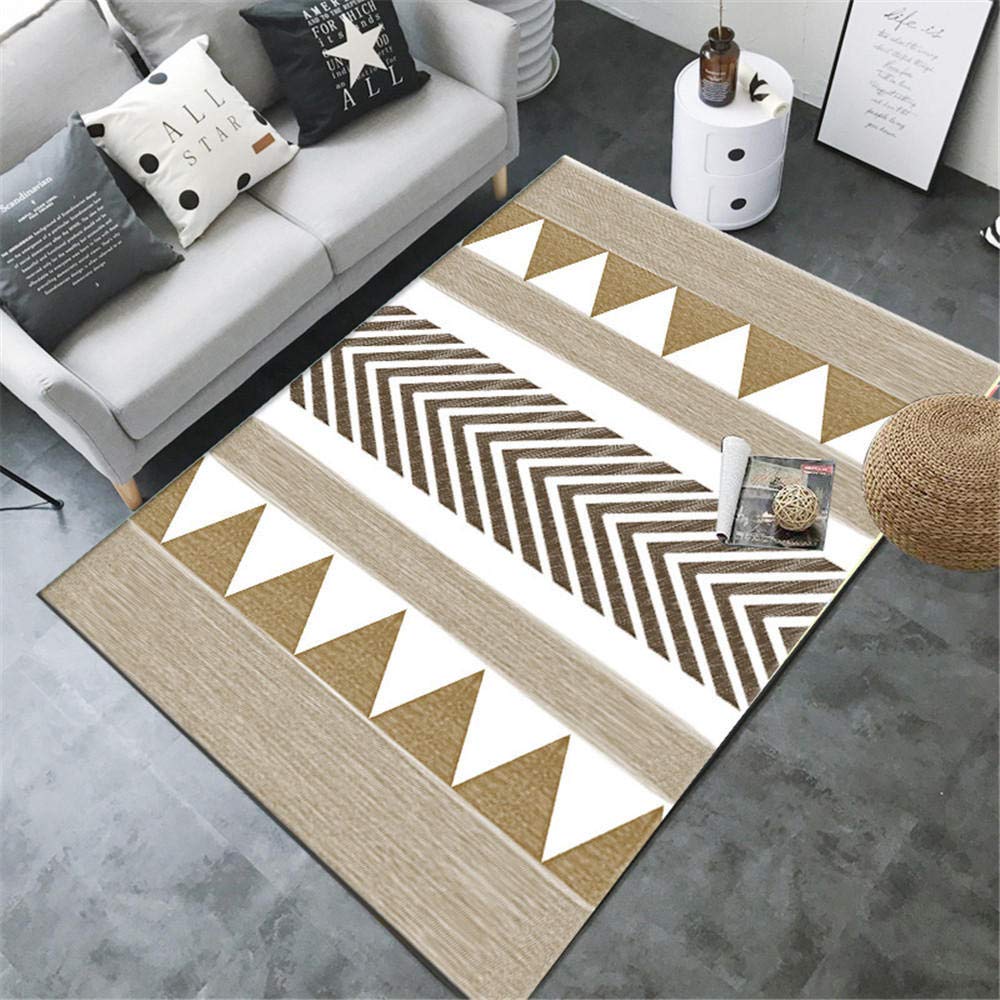 Tapis durable chambre lavable au motif triangle géométrique pour un intérieur chaleureux