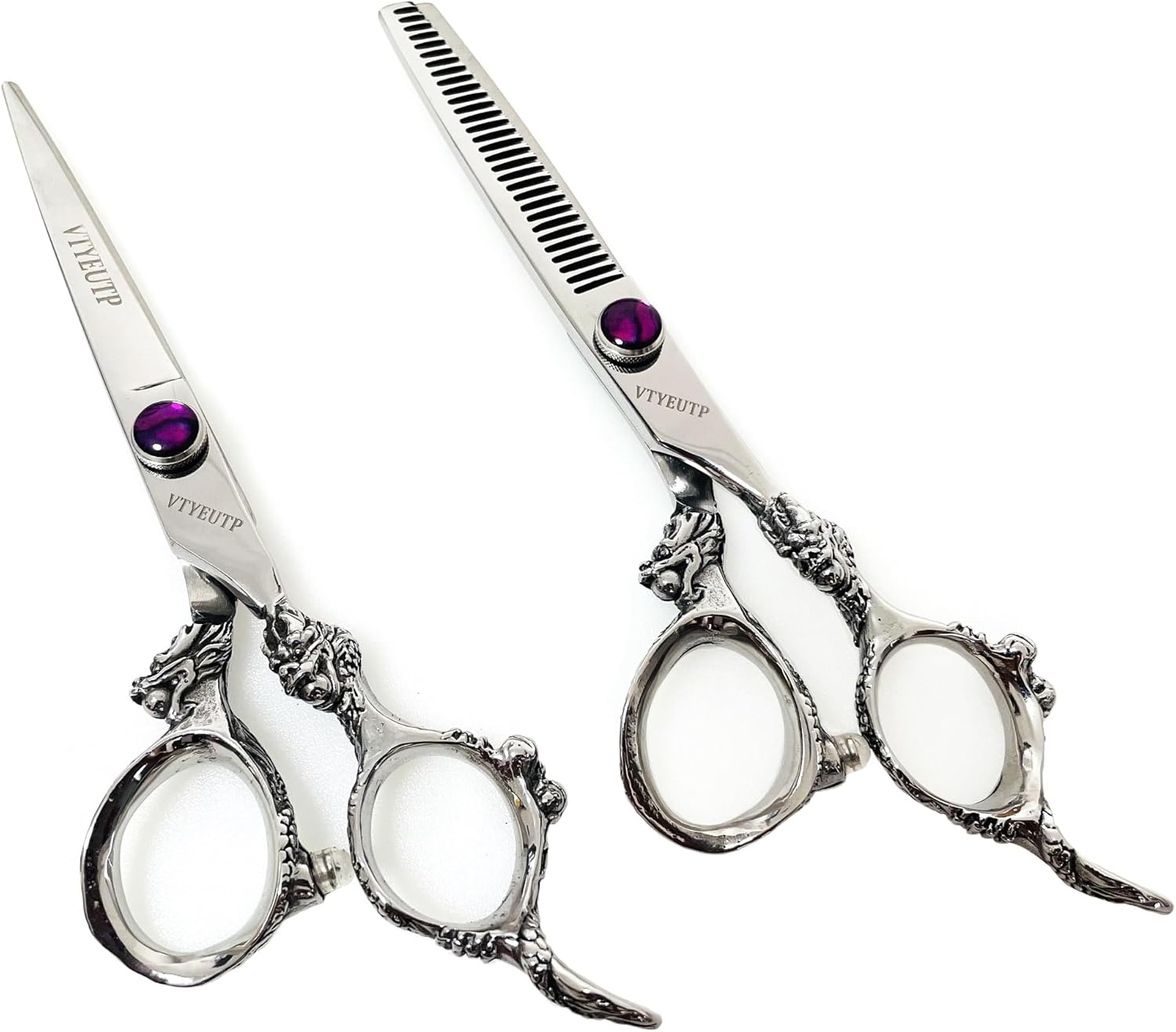 VTYEUTP Professional 6 Inch Hair Scissors, Silver Dragon Handle 440C Salon Hair
