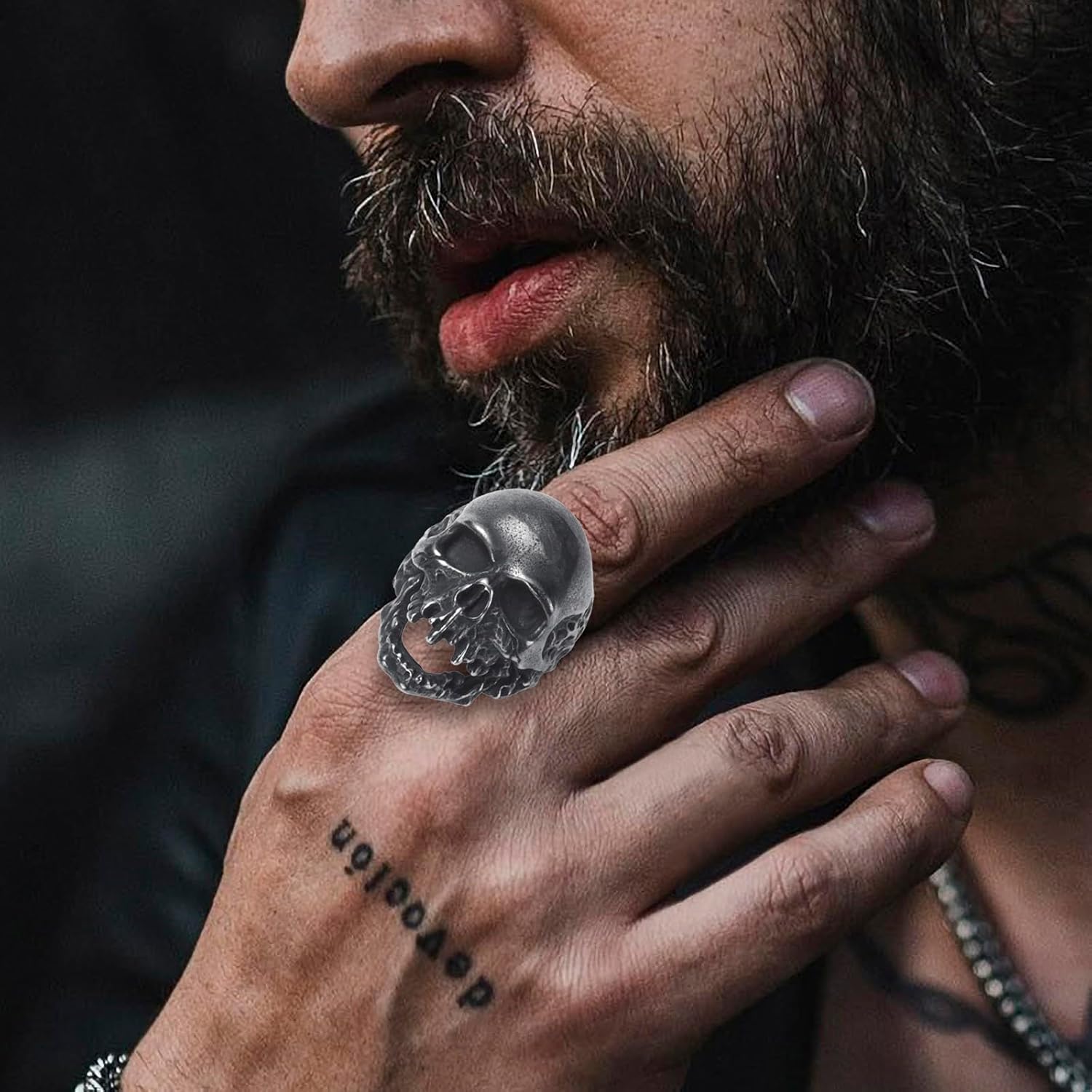 Mens Skull Rings Stainless Steel Gothic Punk Goth Biker Demon Skull Rings Jewelry for Men Size 8/9/10/11/12/13 - Image 4