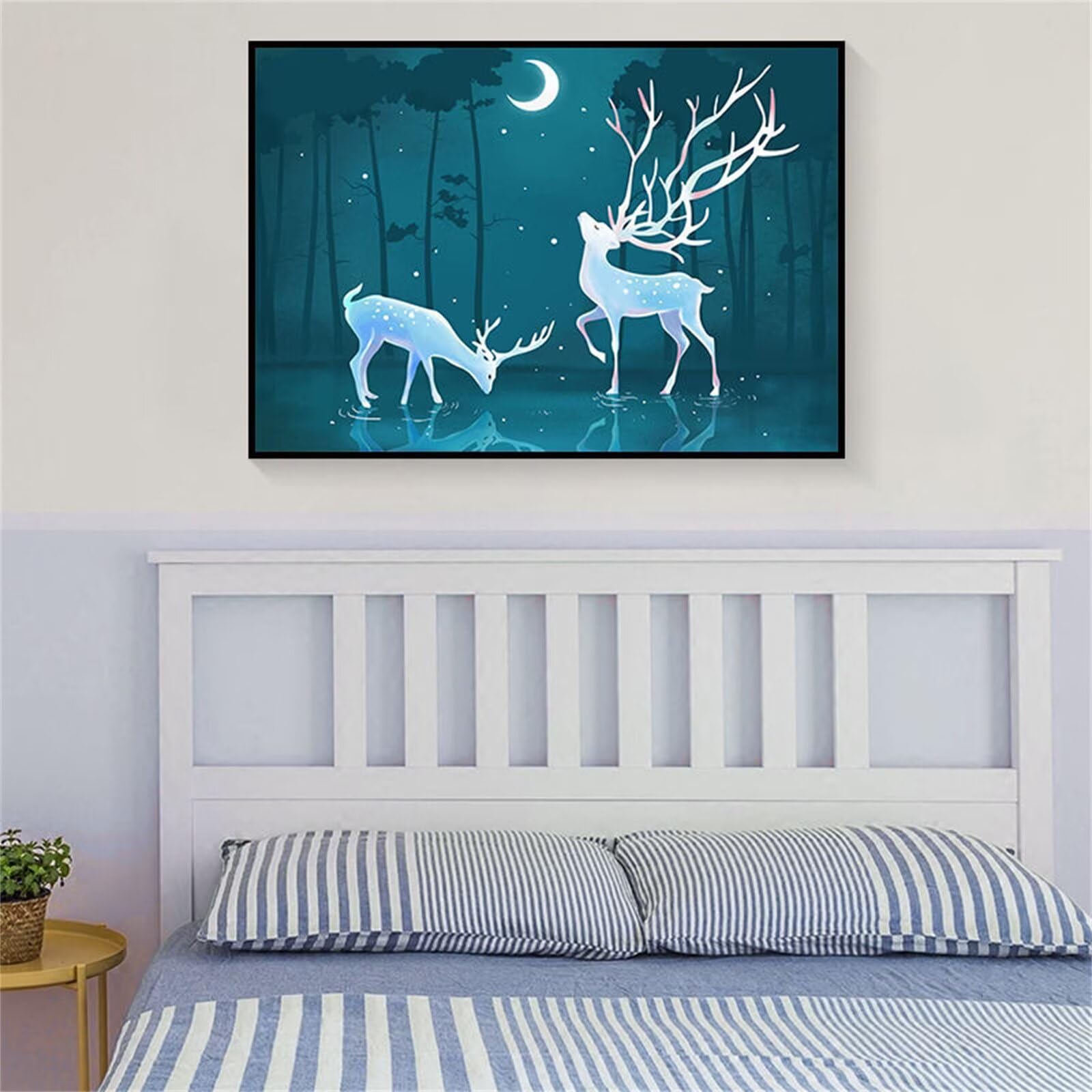 Broderie Diamant Cerf 60x90cm anti-stress | Kit Complet Toile Haute Adhésion