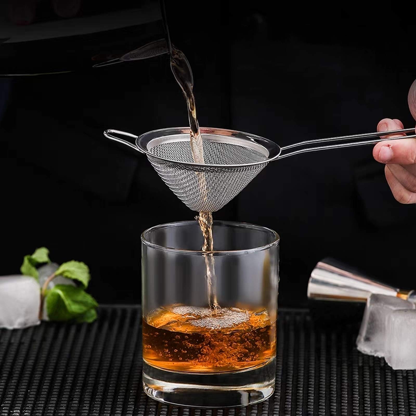 Lot 2 Passoires Cocktails Fines Inox - Tamis Coniques 2 Tailles Pour Cocktails, Thé & Cuisine - Mailles Ultra Fines