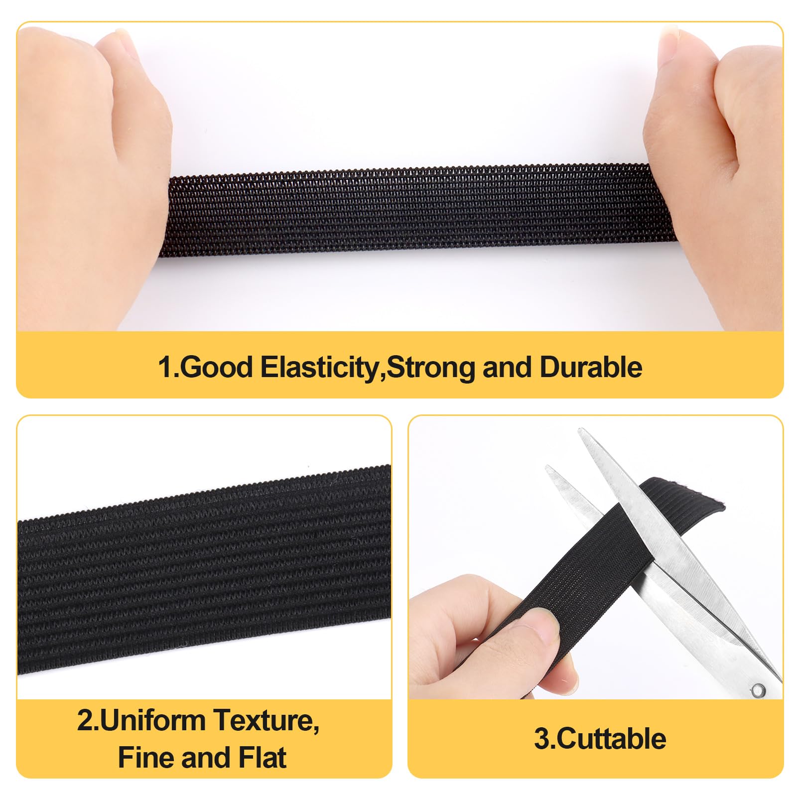 Nastro Elastico Per Cucito 20mm X 10m - 2 Rotoli Bianco E Nero Per Fai Da Te E Sartoria - Foto 4