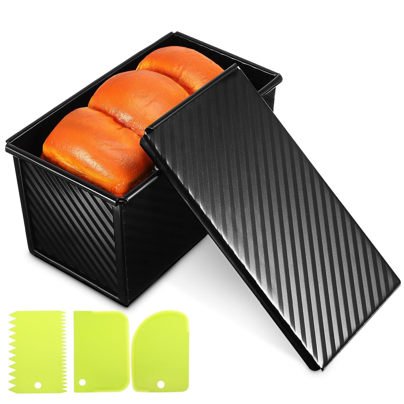 Kichvoe Moule à Avec Couvercle Plat à Antiadhésif Pour Toasts Et Sandwichs Inclus Spatules