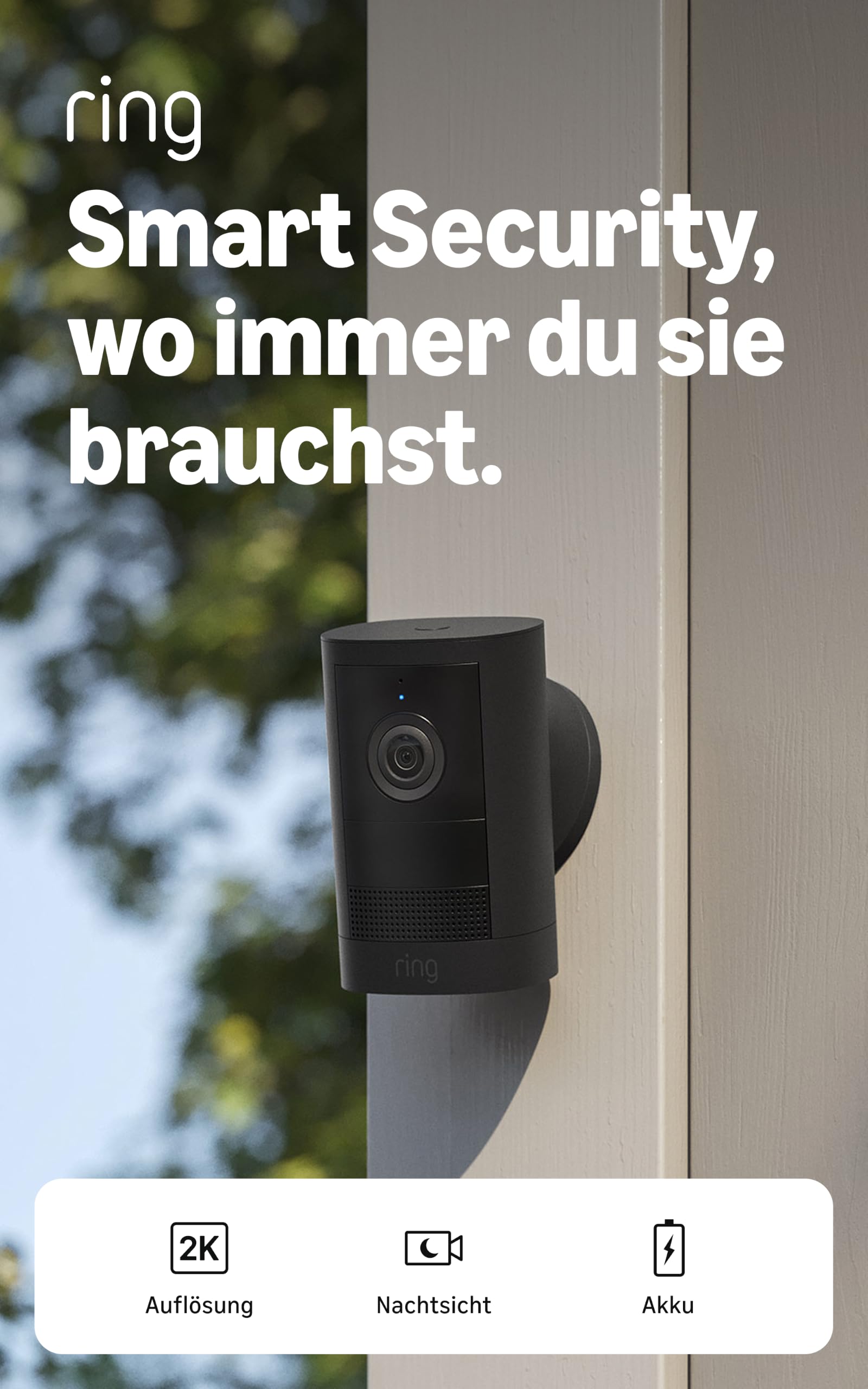 Ring Outdoor Camera 2K, Außenkamera, Akku (neueste Gen.), Einfache Installation, Weitwinkel-Video in Retinal 2K, optimierter… – Ansicht 2