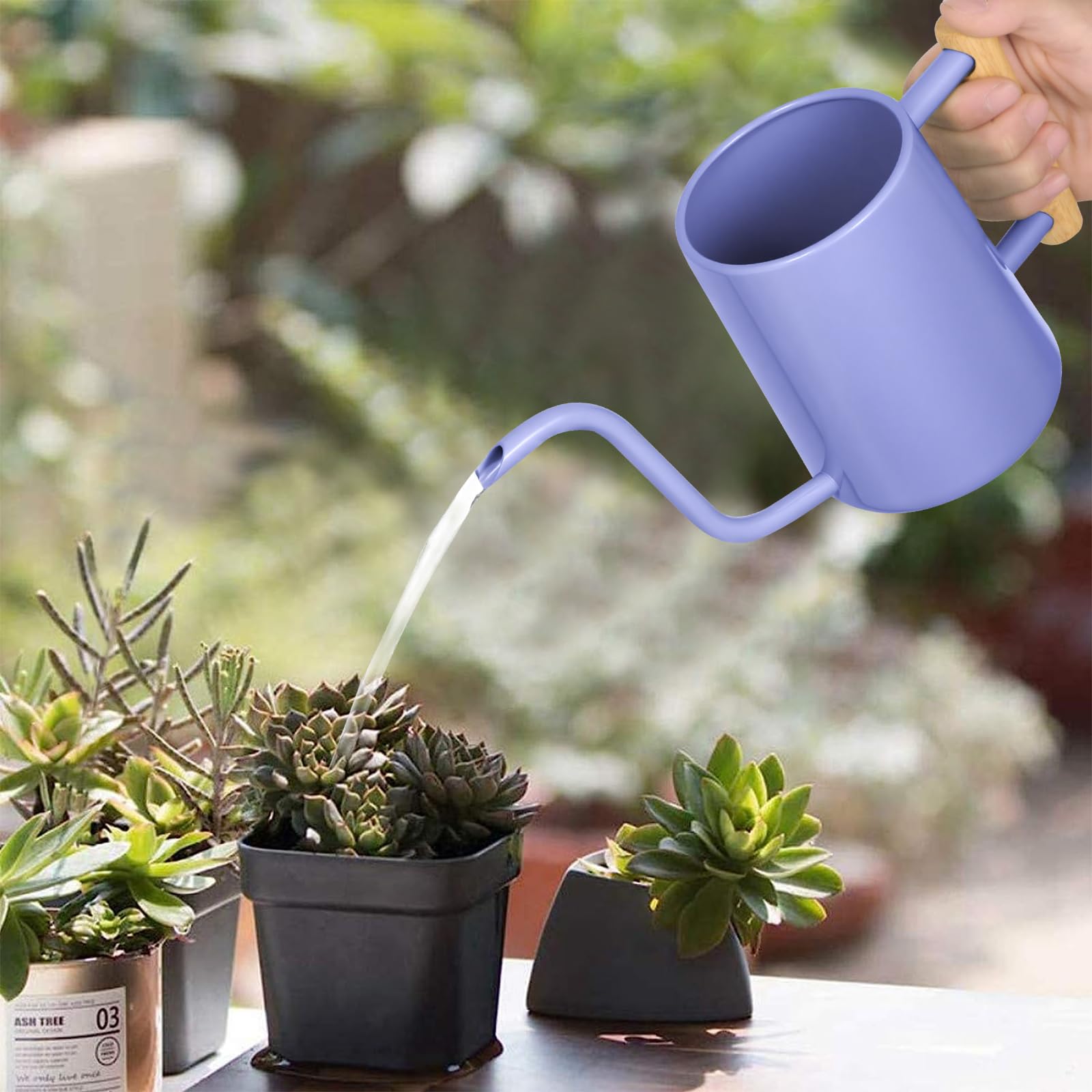 Konewka do nawadniania roślin domowych, 1000 ml, metalowa konewka ze stali nierdzewnej, doniczka z długą wylewką, do wnętrz, roślin domowych, bonsai, na zewnątrz, ogród, kwiaty, dekoracyjna (fioletowa